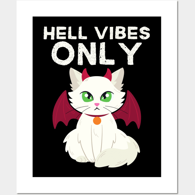 Creepy Cute Hell Cat Halloween Wall Art by ChasingTees